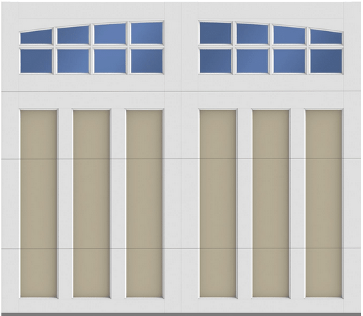 Two tone overlay carriage house style garage door